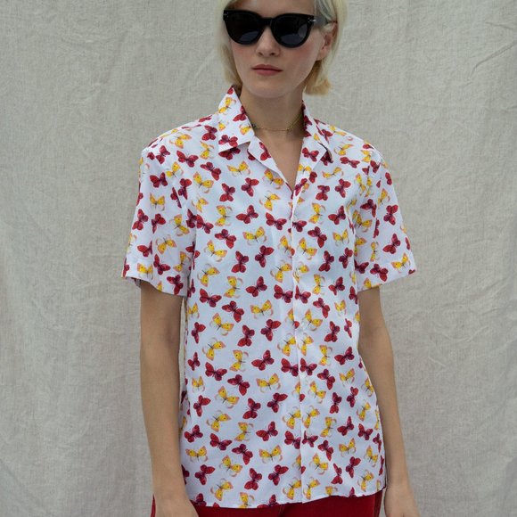 Spot Me Studio Hawaiian Shirt - Red Butterflies - Picture 1 of 4